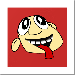 Excited Funny Face Cartoon Emoji Posters and Art